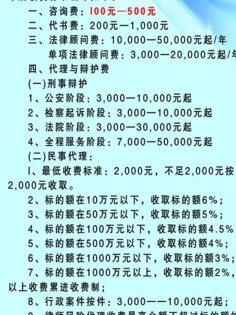 康平申诉律师收费标准